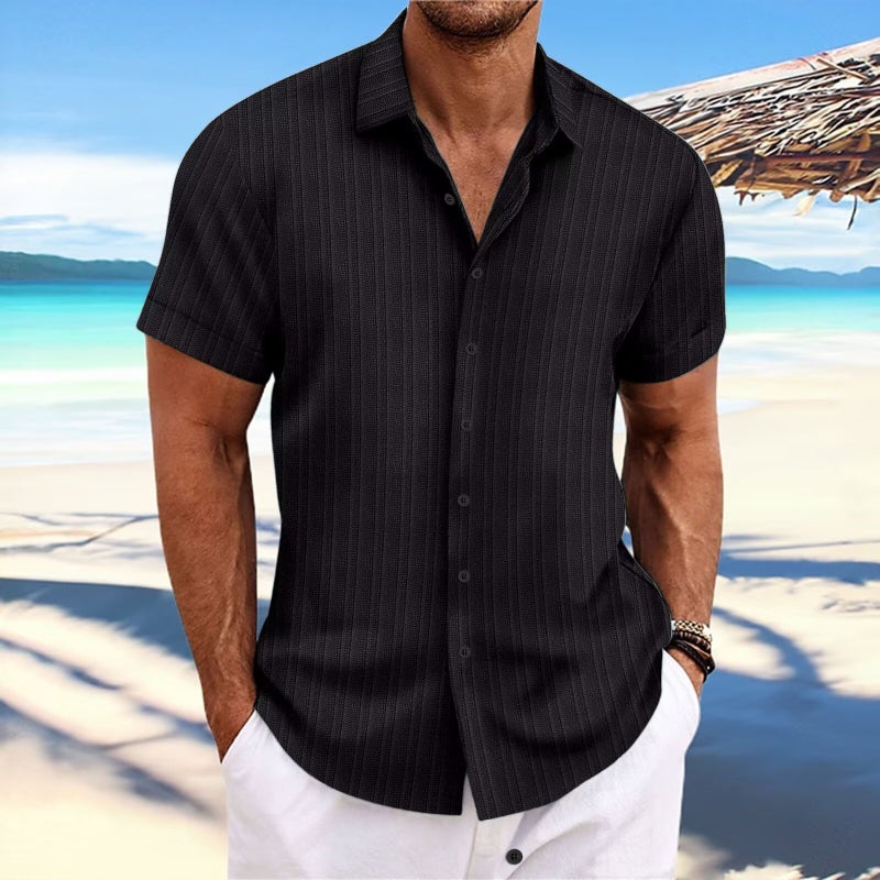 Men'S Short-Sleeved T-Shirt Loose Undershirt Pure Color Short-Sleeved Cotton And Linen Shirt Men'S Beach Large Size Men'S Short-Sleeved Shirt - Image 5