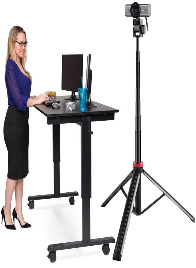 AceTaken حامل ثلاثي القوائم للكاميرا بارتفاع 81 بوصة لكاميرات Logitech C920/MX Brio 4K/C922/C930/Brio 500/StreamCam/iPhone 16 15 14 13/هواتف Samsung Galaxy S24 S23 S22، متوافق مع كاميرات Gopro الرياضية - Image 2