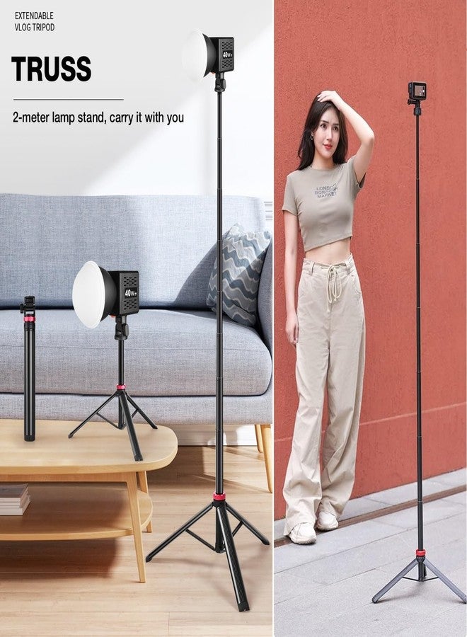 AceTaken حامل ثلاثي القوائم للكاميرا بارتفاع 81 بوصة لكاميرات Logitech C920/MX Brio 4K/C922/C930/Brio 500/StreamCam/iPhone 16 15 14 13/هواتف Samsung Galaxy S24 S23 S22، متوافق مع كاميرات Gopro الرياضية - Image 4