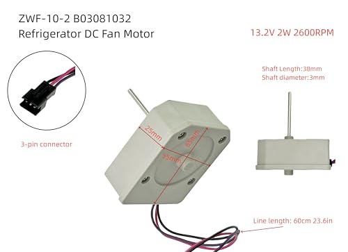 IXGPUTS ZWF-10-2 B03081032 Replacement DC Motor Fan,DC13.2V 2W Evaporator Fan Motor Blower Motor Compatible with MeiLing&Ronshen Double Door Refrigerator 2 Year Warranty - Image 2