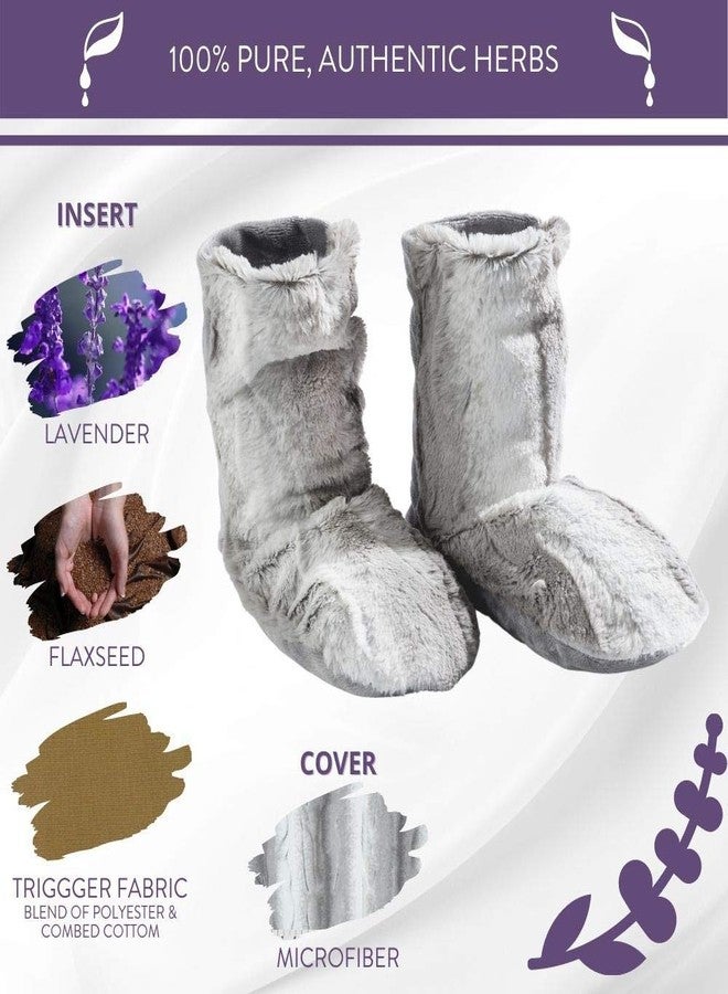 Sonoma Lavender Spa Booties, Microwavable Heated Slippers, Luxury Herbal Booties, Herbal Aromatherapy Foot Warmer, Angora Platinum, XL - Image 4