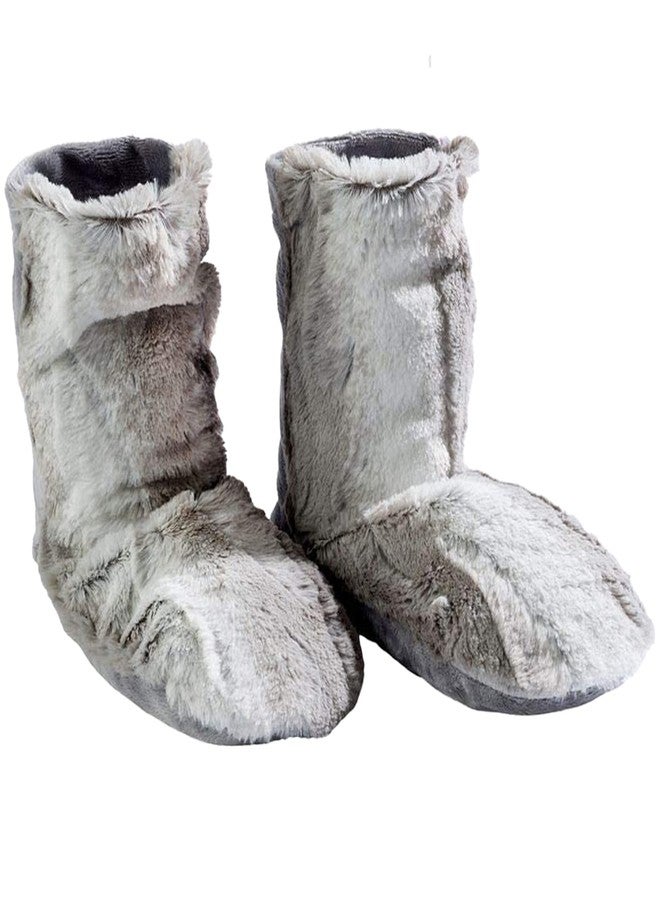 Sonoma Lavender Spa Booties, Microwavable Heated Slippers, Luxury Herbal Booties, Herbal Aromatherapy Foot Warmer, Angora Platinum, XL - Image 1