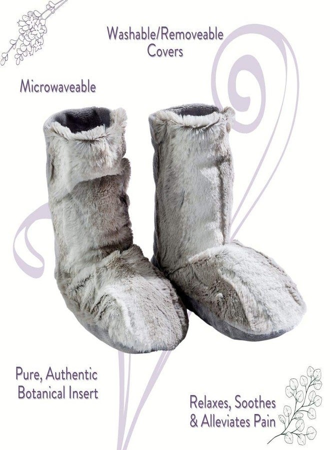 Sonoma Lavender Spa Booties, Microwavable Heated Slippers, Luxury Herbal Booties, Herbal Aromatherapy Foot Warmer, Angora Platinum, XL - Image 3