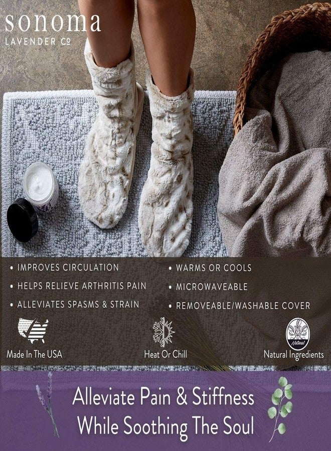 Sonoma Lavender Spa Booties, Microwavable Heated Slippers, Luxury Herbal Booties, Herbal Aromatherapy Foot Warmer, Angora Platinum, XL - Image 2