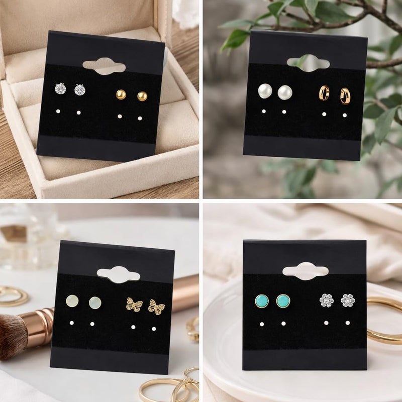 Adorox 200 Piece Black Earring Card Holders with Back Hook â€“ Perfect for Earring Display and Organization - Image 5