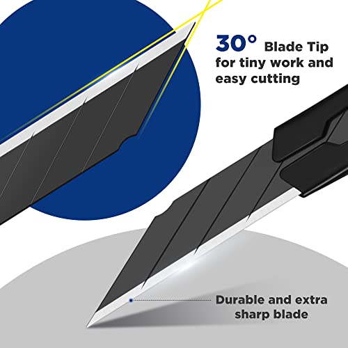 WORKPRO Premium Utility Knife Retractable Snap-off Blade, Heavy Duty Aluminum Box Cutter Set, Razor Knife Exacto Craft Knives, with 10 Extra 9mm Blades, Pack of 5 - Image 5