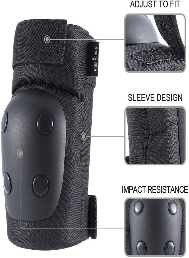 Banzk Adult/Child Knee Pads Elbow Pads Wrist Guards 3 in 1 Protective Gear Set for Skateboarding Inline Roller Biking Roller Skating Cycling Outdoor Sports Black XL - Image 3