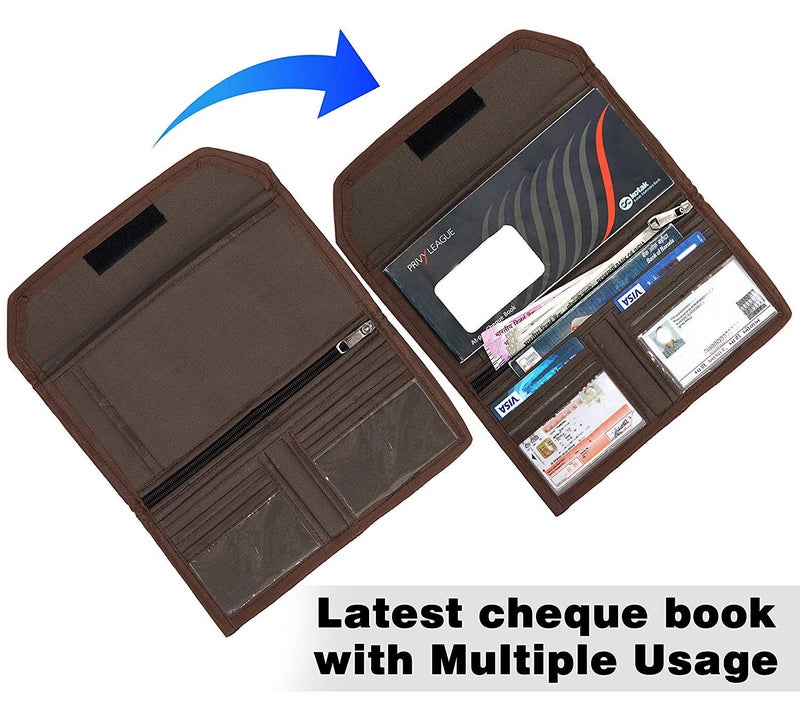 GreatDio Canvas Document Cheque Book Holder Multi Pocket Expanding Zip Pouch Travel Organizer Bag Case for Small Electronics and Accessories -(Color May Vary) - Image 4