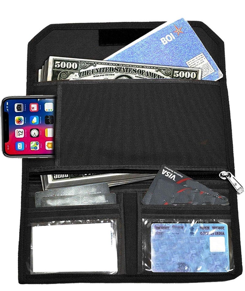GreatDio Canvas Document Cheque Book Holder Multi Pocket Expanding Zip Pouch Travel Organizer Bag Case for Small Electronics and Accessories -(Color May Vary) - Image 1