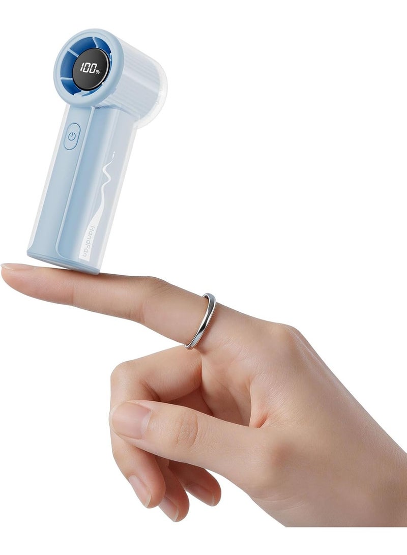 HandFan Portable Mini Turbo Fan, 100-Speed Adjustable Personal Hand Fan with LED Display, 2000mAh Battery, Blue - Image 1