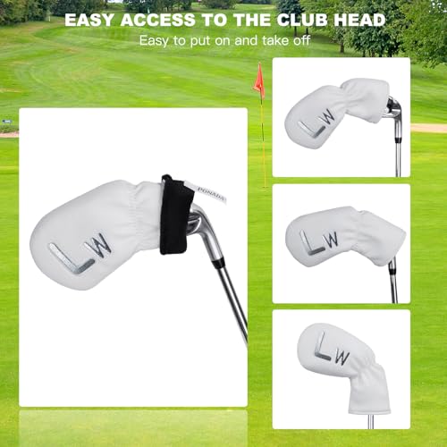 PONADA 10 Pcs Iron Covers for Golf Clubs, Premium PU Leather Golf Iron Covers with Big Number Design, Fits Most Iron Clubs, Designed for Easy On and Off (White) - Image 4