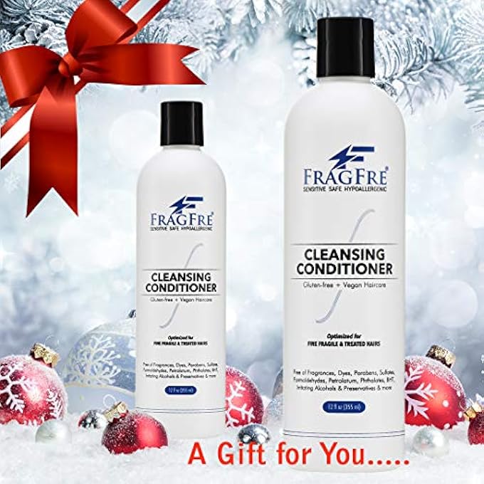 FRAGFRE CLEANSING CONDITIONER FOR FINE FRAGILE AND TREATED HAIRS 12 OZ - MILD CONDITIONING SHAMPOO FOR SENSITIVE SCALPS - NO FRAGRANCE NO SULFATE NO PARABENS - HYPOALLERGENIC VEGAN CO-WASH (1 PACK) - Image 3