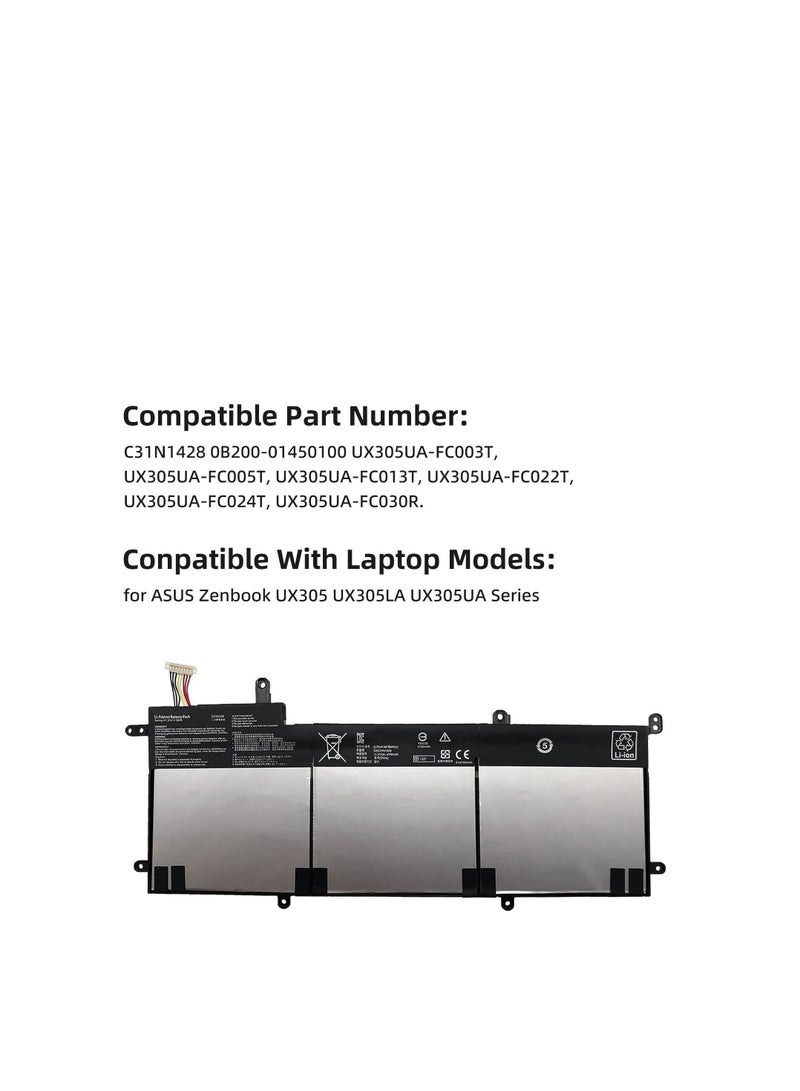 Terabyte C31N1428 Laptop Battery Replacement for ASUS Zenbook UX305 UX305LA UX305UA Series 0B200-01450100 11.31V 56Wh 4955mAh - Image 2