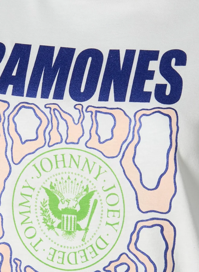 SP Characters Cotton T-shirt with Ramones Print