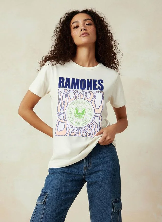 SP Characters Cotton T shirt with Ramones Print