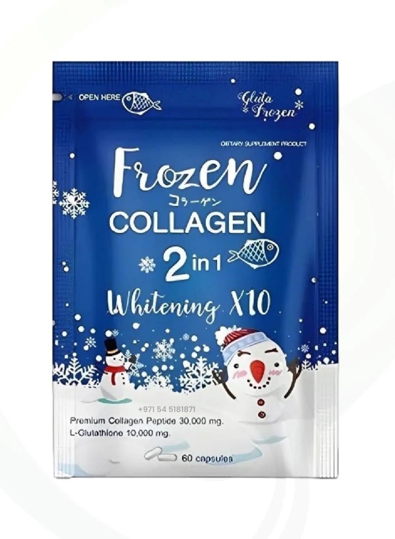 Frozen Collagen Frozen Collagen 2-in-1 Whitening X10 | 60 Capsules | Premium Collagen Peptide + Glutathione | Skin Glow, Joint & Hair Support | Made in Thailand  - Image 1