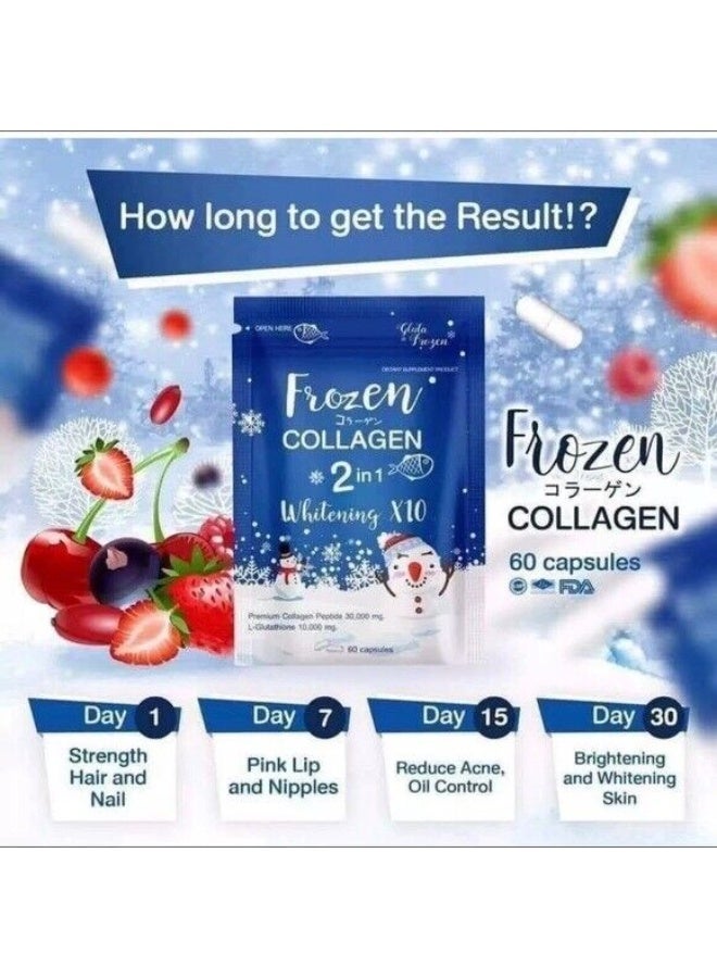 Frozen Collagen Frozen Collagen 2-in-1 Whitening X10 | 60 Capsules | Premium Collagen Peptide + Glutathione | Skin Glow, Joint & Hair Support | Made in Thailand  - Image 5