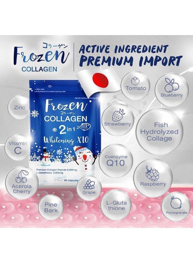 Frozen Collagen Frozen Collagen 2-in-1 Whitening X10 | 60 Capsules | Premium Collagen Peptide + Glutathione | Skin Glow, Joint & Hair Support | Made in Thailand  - Image 4