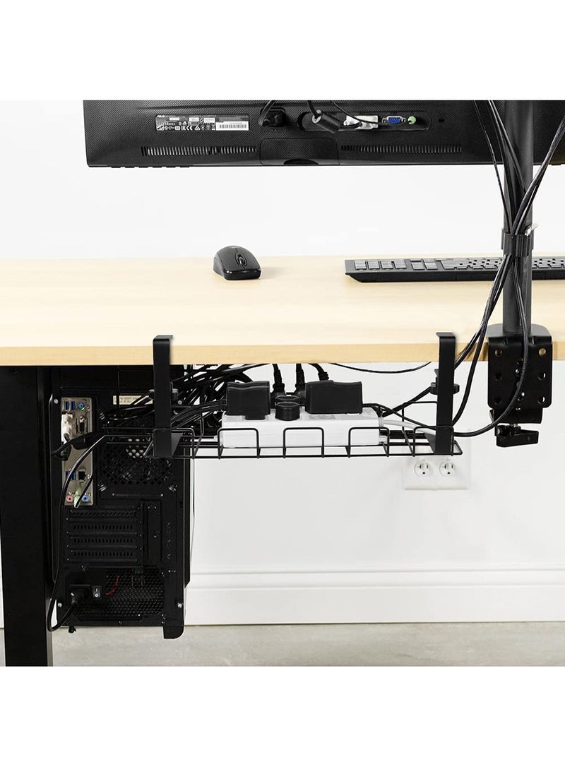 Uwals Under Desk Cable Management Tray, 40cm Under Desk Cord Organizer with Clamp Mount System for Wire Management, Metal Wire Cable Holder for Desks, Offices, No Need to Drill Holes  - Image 5