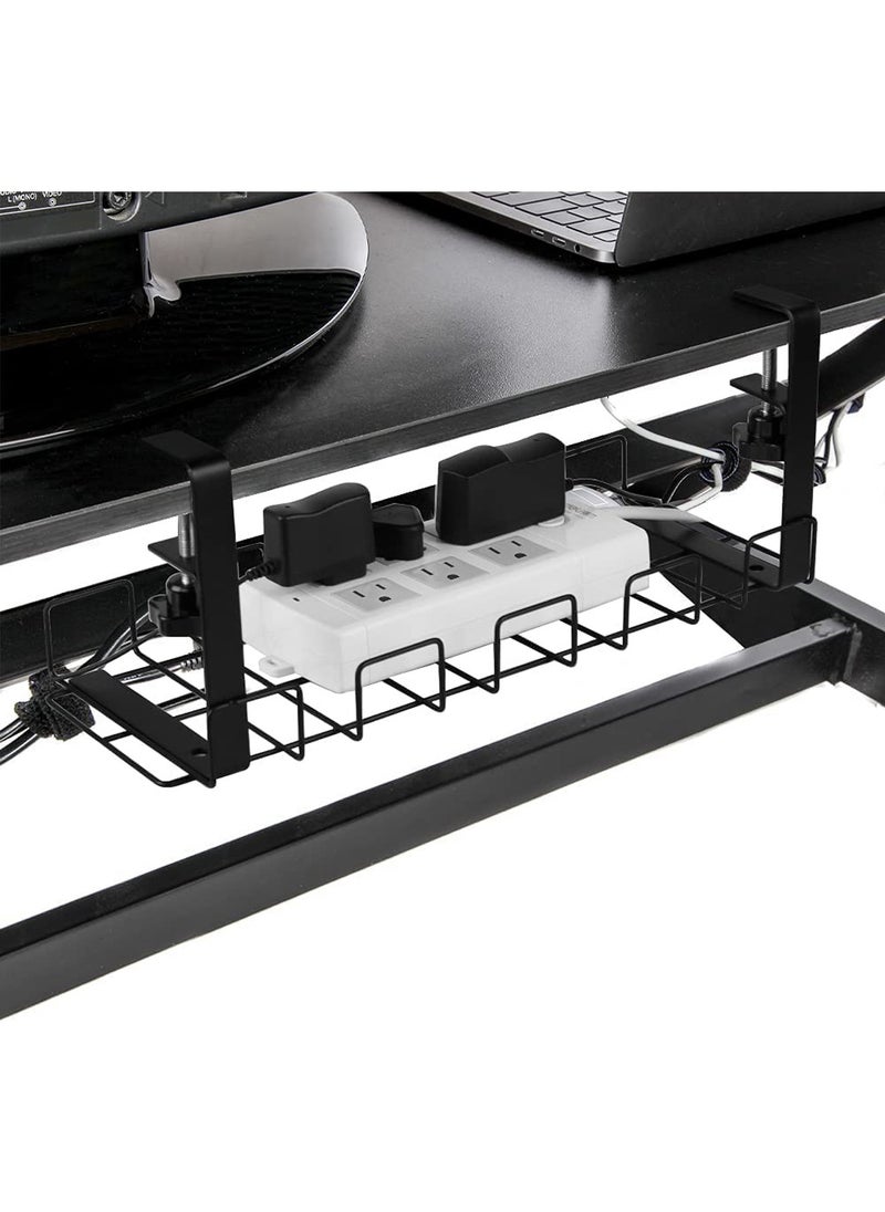 Uwals Under Desk Cable Management Tray, 40cm Under Desk Cord Organizer with Clamp Mount System for Wire Management, Metal Wire Cable Holder for Desks, Offices, No Need to Drill Holes  - Image 3