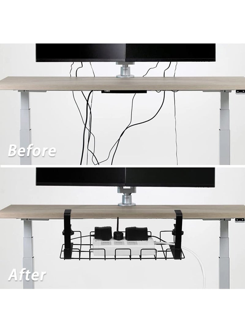 Uwals Under Desk Cable Management Tray, 40cm Under Desk Cord Organizer with Clamp Mount System for Wire Management, Metal Wire Cable Holder for Desks, Offices, No Need to Drill Holes  - Image 4