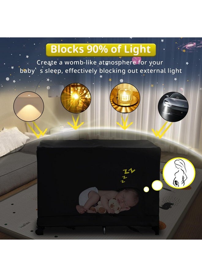 South To East - South to East Pack N Play Blackout Cover, Portable Stretchy Blackout Tent for Travel Crib, Breathable Cover for Pack and Play, Blocks 90% of Light with Optimal Airflow, Blackout Pod for Baby Sleep - Image 1