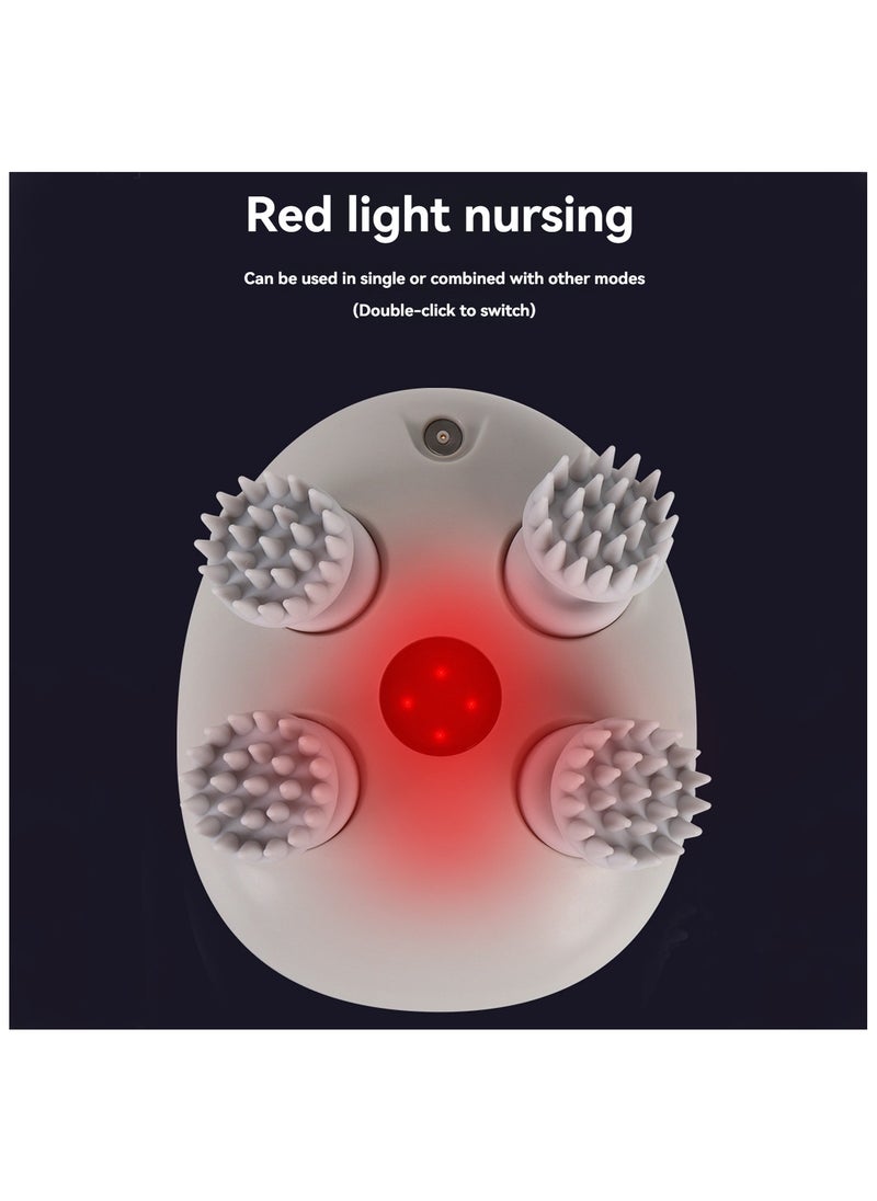 Generic - Upgrade Electric Scalp Massager with Red Light, Multifunctional Waterproof Head Massager with 88 Kneading Nodes, 4 Massage Styles, Body Massager for Hair Growth Stress Relax (White) - Image 1