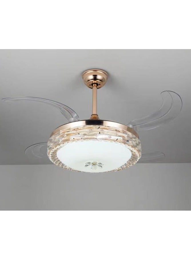 Aseel Modern crystal chandelier with fan and 3 lights - Image 3