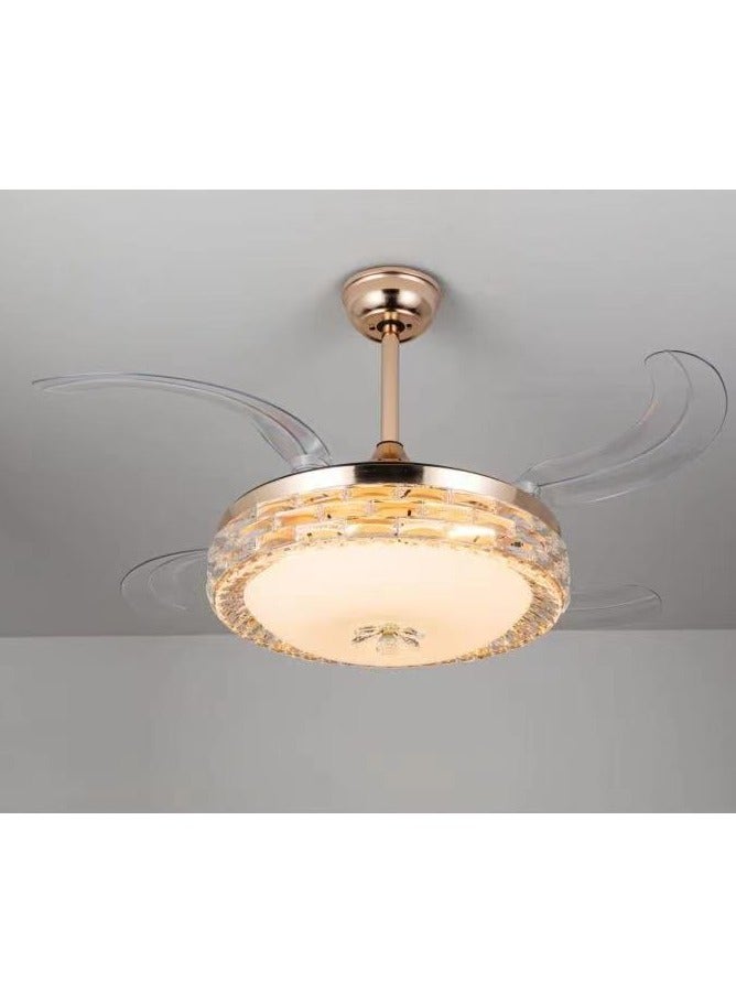 Aseel Modern crystal chandelier with fan and 3 lights - Image 1