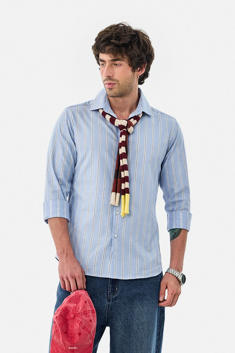 SNITCH Slim Fit 100% Cotton Stripes Luxe Shirt