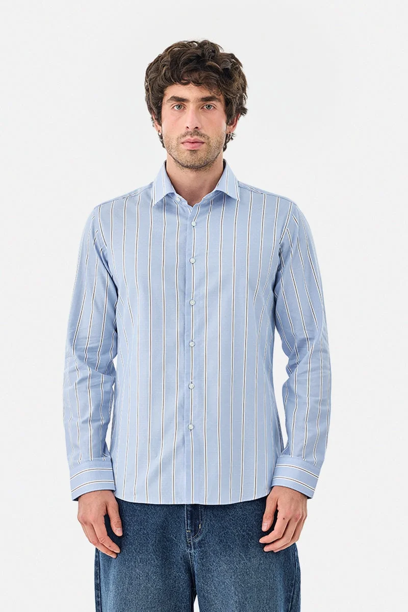 سنيتش قميص قطني فاخر مخطط بقصة ضيقة