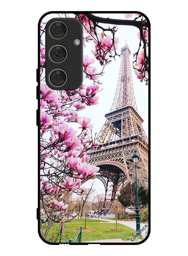 Covernex غطاء واقي لهاتف سامسونج جالاكسي A54 زهور وبرج إيفل - Image 1