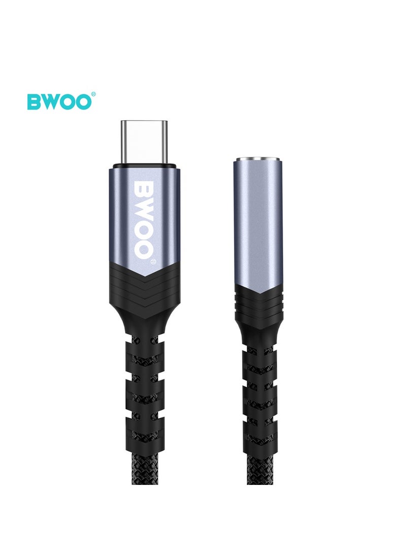 BWOO Type-C To Aux 3.5Mm Audio Cable Black - Image 1