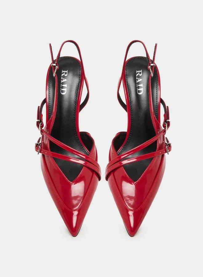 RAID Raid Red Strappy Buckled High Heel Pumps