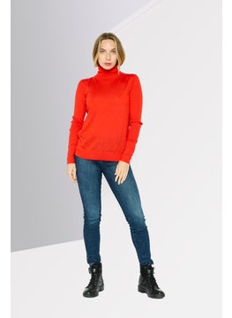 HUGO by Hugo Boss Women Turtle Neck Long Sleeve Knitted Sweater, Red  - Image 2