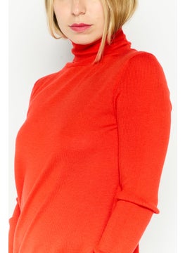HUGO by Hugo Boss Women Turtle Neck Long Sleeve Knitted Sweater, Red  - Image 3