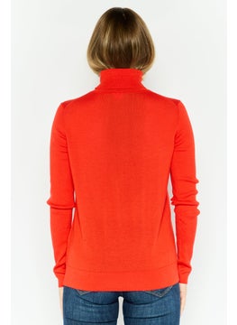 HUGO by Hugo Boss Women Turtle Neck Long Sleeve Knitted Sweater, Red  - Image 4