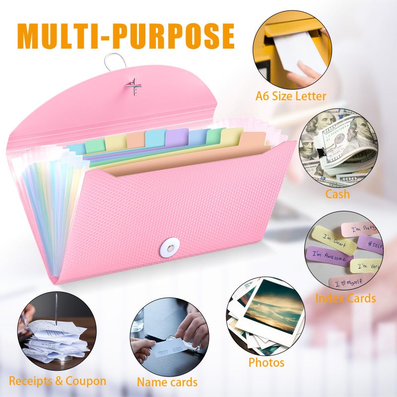 Nicecho Receipt Coupon Organizer, 13 Pockets Small Accordion File Organizer with Labels for Receipt Cards, Bill Business, Coupons Storage, 10.2X 5.1 Inches - Image 4