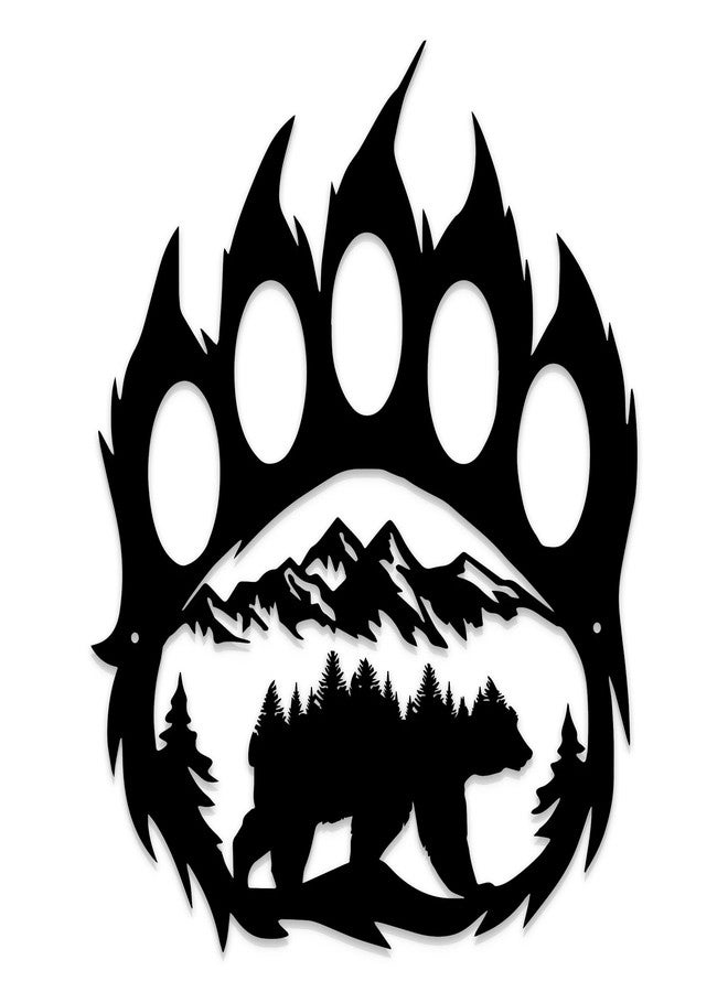 BiaGift Rustic Cabin Hunting Bear Paw Decor - Metal Bear Wall Art, 14.5 x 11.8 inches, Black for Bathroom, Living Room, Bedroom - Image 1