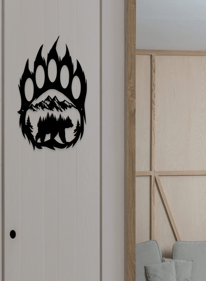 BiaGift Rustic Cabin Hunting Bear Paw Decor - Metal Bear Wall Art, 14.5 x 11.8 inches, Black for Bathroom, Living Room, Bedroom - Image 4