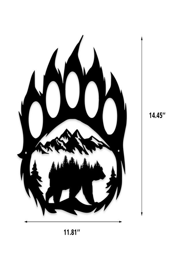 BiaGift Rustic Cabin Hunting Bear Paw Decor - Metal Bear Wall Art, 14.5 x 11.8 inches, Black for Bathroom, Living Room, Bedroom - Image 2