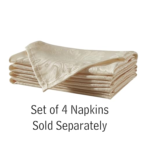 Newbridge Barcelona Luxury Damask Fabric Napkins, Set of 4 Square Napkins, Golden Beige, 100% Polyester, No Iron, Soil Resistant Dining Room, Party and Banquet Napkins - Image 2