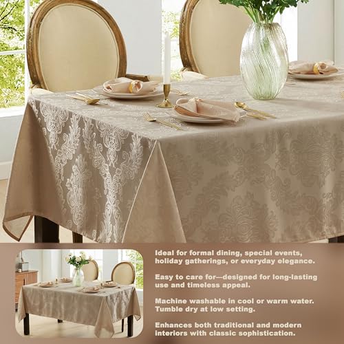 Newbridge Barcelona Luxury Damask Fabric Napkins, Set of 4 Square Napkins, Golden Beige, 100% Polyester, No Iron, Soil Resistant Dining Room, Party and Banquet Napkins - Image 5