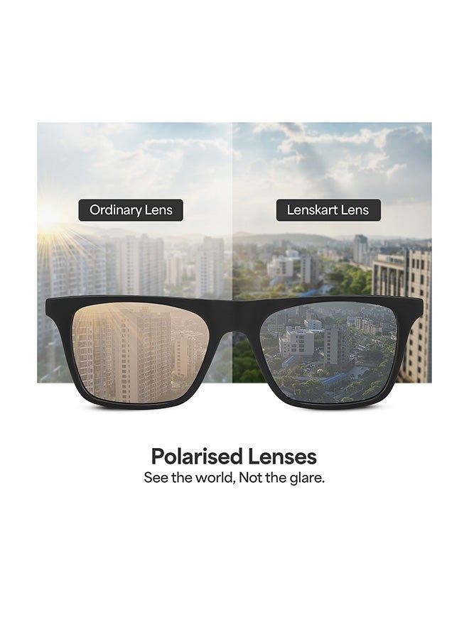 VINCENT CHASE Unisex VINCENT CHASE By Lenskart | Mirage Full Rim Wayfarer Polarized & UV Protected Sunglasses For Men & Women VC S13971 - 53mm - Black - Image 5