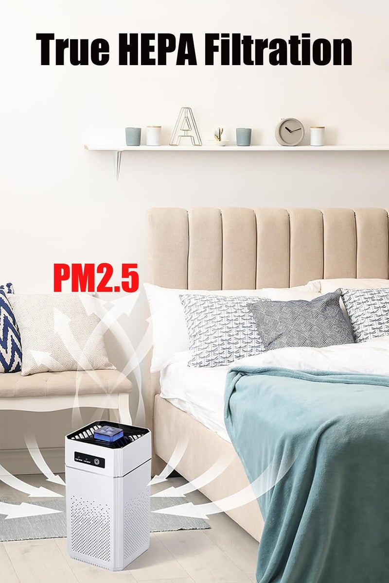هيروكس أجهزة تنقية الهواء لغرفة النوم وغرفة المعيشة والمطبخ والمنزل وفلتر HEPA وتعقيم بالأشعة فوق البنفسجية ونظام ترشيح 24 ديسيبل لحبوب اللقاح وقشرة الشعر ورائحة المكتب وأداة إزالة الدخان وتنقية سطح المكتب وإزالة PM2.5 - Image 2