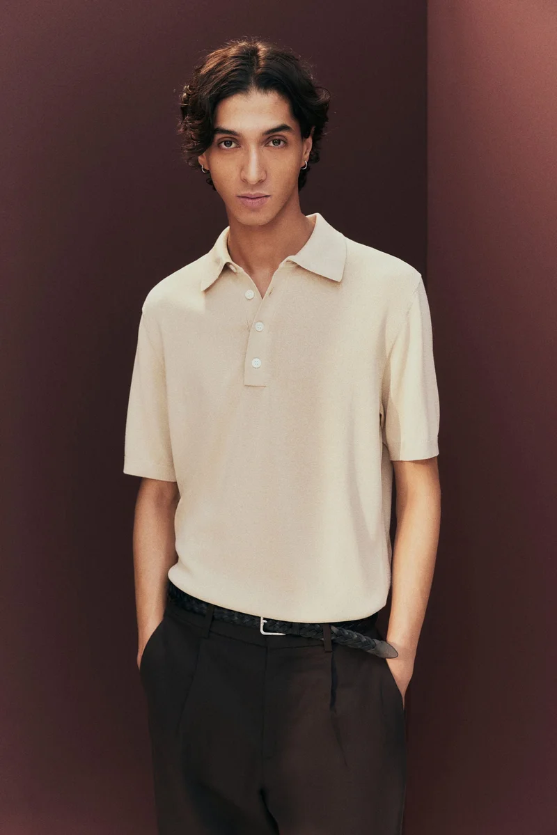 H&M Regular Fit Fine-knit polo shirt