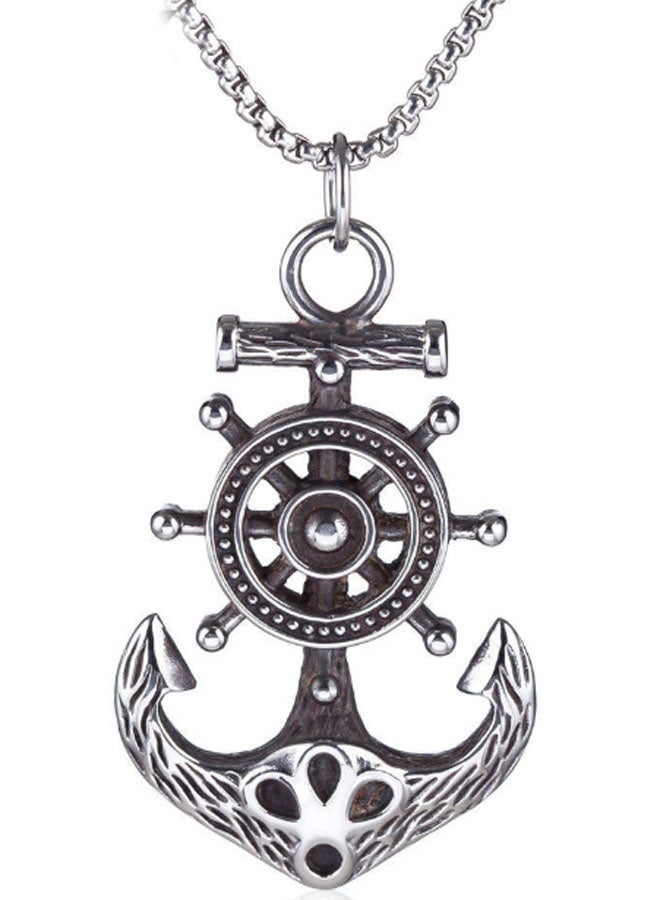 نيوترل مرساة ودفة——قلادة مجوهرات رجالية متعددة الاستخدامات وعصرية وأسلوب هيب هوب وشارع ريترو وأوروبي وأمريكية عصرية وإكسسوارات سلسلة مفاتيح السيارة للرجال والنساء (فضية عتيقة) - Image 1