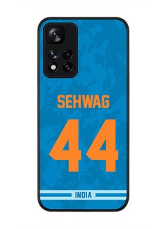 Rugged Black Edge Case for Redmi Note 11 Pro Plus 5G, Slim fit Soft Case Flexible thin Cover - Player Name - Virender Sehwag, Jersey Number- 44
