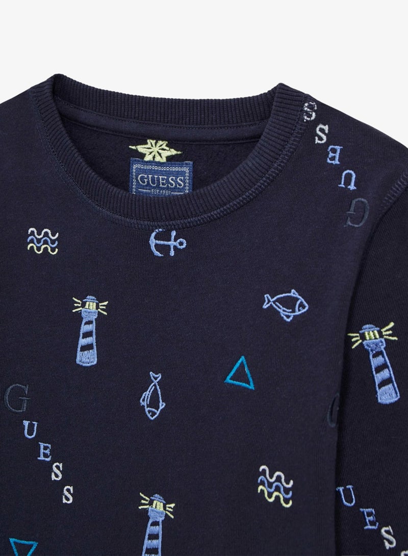 GUESS Kids Graphic Crew Neck Sweatshirt - Image 3