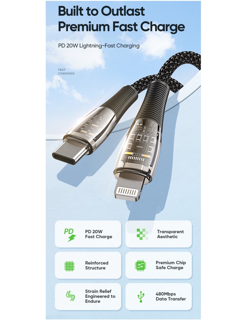 DUZZONA - iPhone Lightning Data Cable, Type USB C to Lightning PD20W Fast Charging Cable - Image 1